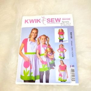 Kwik Sew K4105 Aprons for Misses, girls, 18" doll like American Girl Doll